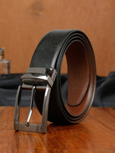 Load image into Gallery viewer, Men&#39;s Texture Formal Reversiable Black &amp; Brown Leather Belt
