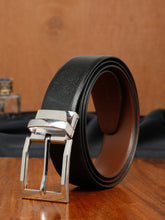 Load image into Gallery viewer, Men&#39;s Texture Formal Reversiable Black &amp; Brown Leather Belt
