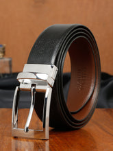 Load image into Gallery viewer, Men&#39;s Texture Formal Reversiable Black &amp; Brown Leather Belt
