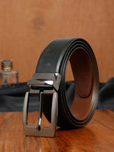 Load image into Gallery viewer, Men&#39;s Texture Formal Reversiable Black &amp; Brown Leather Belt
