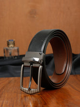 Load image into Gallery viewer, Men&#39;s Texture Formal Reversiable Black &amp; Brown Leather Belt
