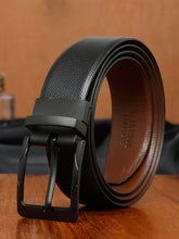 Load image into Gallery viewer, Men&#39;s Texture Formal Reversiable Black &amp; Brown Leather Belt
