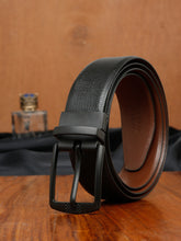 Load image into Gallery viewer, Men&#39;s Texture Formal Reversiable Black &amp; Brown Leather Belt
