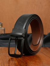 Load image into Gallery viewer, Men&#39;s Texture Formal Reversiable Black &amp; Brown Leather Belt
