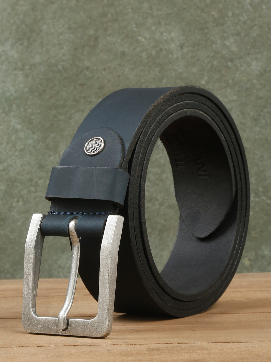 Mens Classic Navy Leather Casual Belt