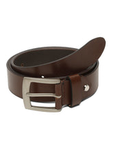 Load image into Gallery viewer, Men's Brown Casual Solid Leather Belt with Silver Buckle
