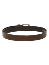 Load image into Gallery viewer, Men's Brown Casual Solid Leather Belt with Silver Buckle
