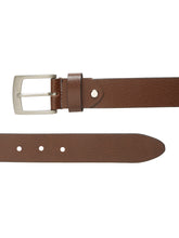 Load image into Gallery viewer, Men's Brown Casual Solid Leather Belt with Silver Buckle
