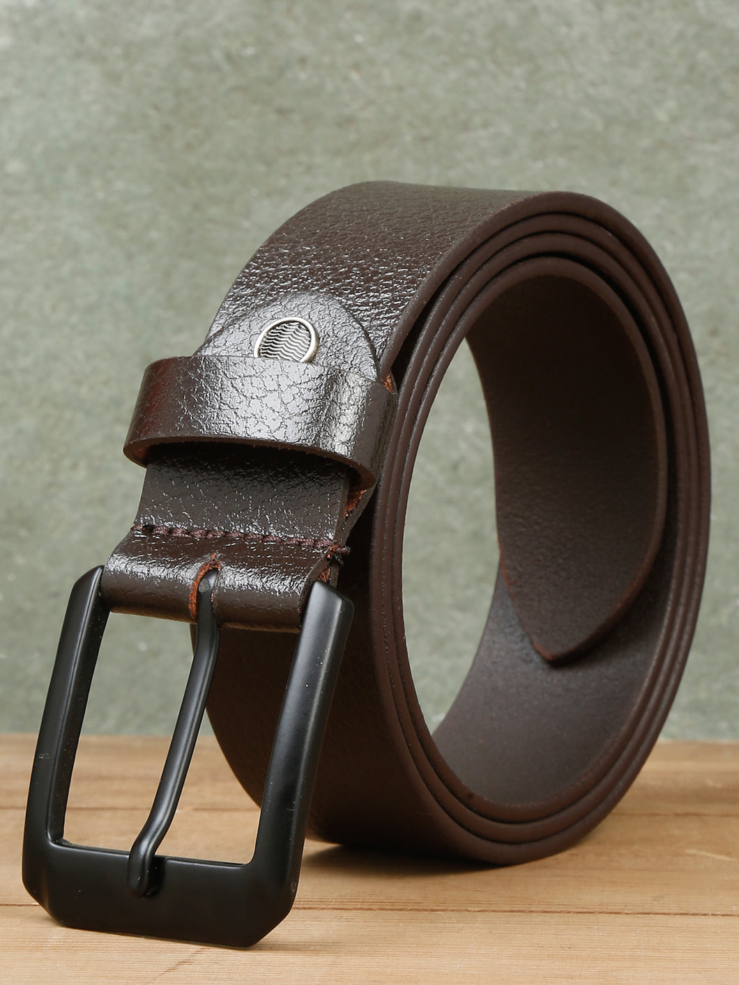 Men Vintage Deep Brown Leather Casual belt