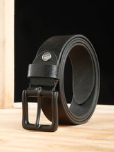 Load image into Gallery viewer, Men's Black Texture Leather belt with black buckle
