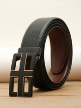 Load image into Gallery viewer, Teakwood Leather Men Textured Black-Gold Belt
