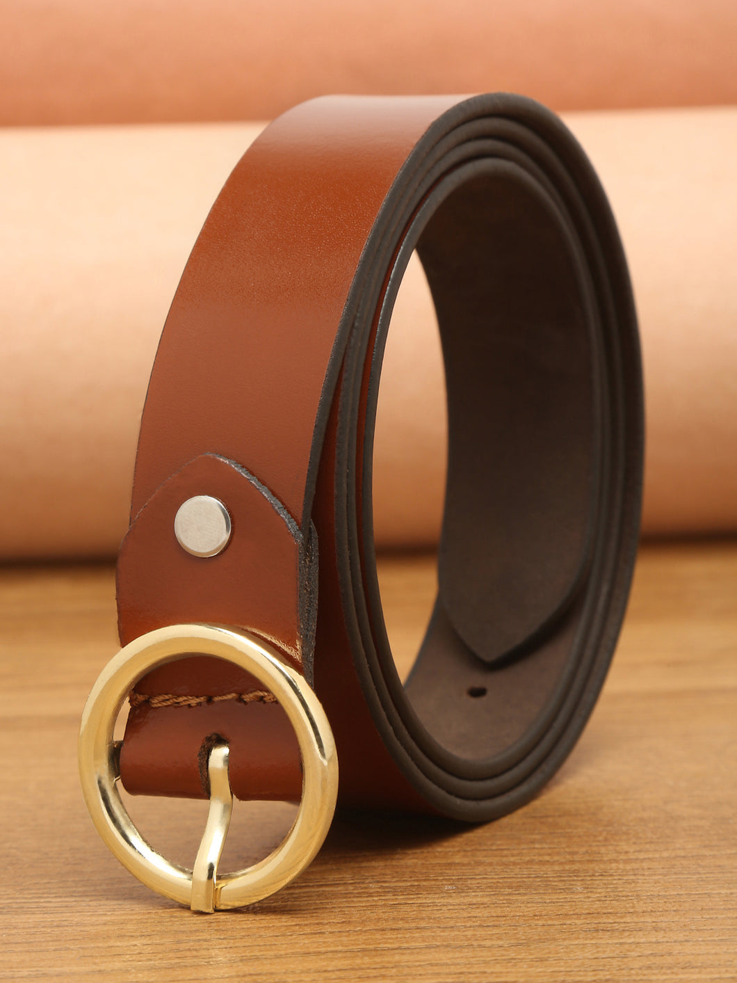 Leather Women's Push-Pin Casual Belt (One Size)