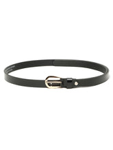 Load image into Gallery viewer, Women's Classic Black Leather Belt with Polished Gold Buckle
