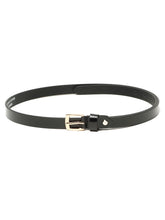 Load image into Gallery viewer, Women's Minimal Black Leather Belt With Golden Buckle
