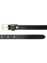 Load image into Gallery viewer, Women's Minimal Black Leather Belt With Golden Buckle
