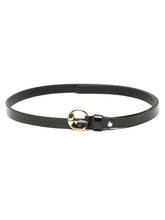 Load image into Gallery viewer, Women’s 15mm Black Leather Belt with Gold Round Buckle
