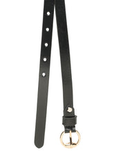 Load image into Gallery viewer, Women’s 15mm Black Leather Belt with Gold Round Buckle
