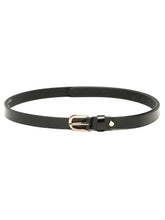 Load image into Gallery viewer, Women's Black Leather Belt with Golden Buckle

