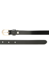 Load image into Gallery viewer, Women's Black Leather Belt with Golden Buckle
