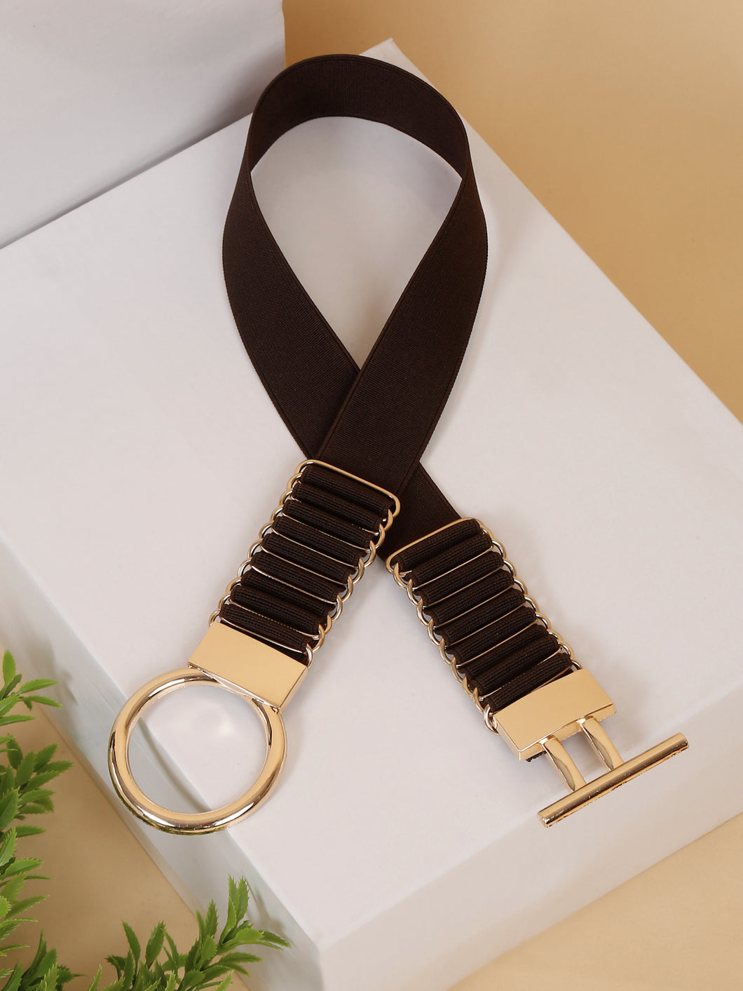 WOMEN BROWN INTERLOCK STRETCHABLE WAIST BELT (One Size) – Teakwood