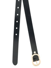 Load image into Gallery viewer, Women Black Leather Belt With Oval Gold Buckle
