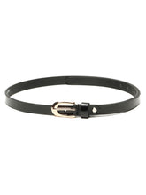 Load image into Gallery viewer, Women's Classic Black Leather Belt with Polished Gold Buckle

