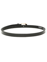 Load image into Gallery viewer, Women's Classic Black Leather Belt with Polished Gold Buckle
