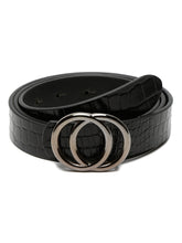 Load image into Gallery viewer, Teakwood Leather Women Black Croco Textured Belt (One Size)
