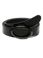 Load image into Gallery viewer, Teakwood Leather Women Black Croco Textured Belt (One Size)
