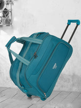 Load image into Gallery viewer, Teal Printed Small Duffel Trolley Bag
