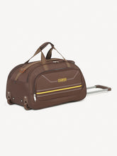 Load image into Gallery viewer, Brown Printed Small Duffel Trolley Bag

