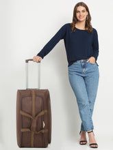 Load image into Gallery viewer, Brown Printed Medium Duffel Trolley Bag
