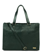 Load image into Gallery viewer, Women&#39;s Black Croco &amp; Solid Leather Tote Bag
