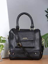 Load image into Gallery viewer, Women Leather Black Structured Handheld Bag
