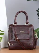 Load image into Gallery viewer, Women Leather Brown Structured Handheld Bag
