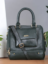 Load image into Gallery viewer, Women Leather Green Structured Handheld Bag
