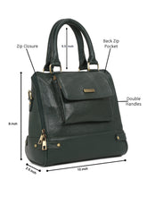 Load image into Gallery viewer, Women Leather Green Structured Handheld Bag
