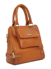 Load image into Gallery viewer, Women Leather Tan Structured Handheld Bag
