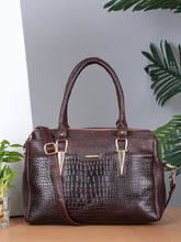 Load image into Gallery viewer, Women Brown Texture Leather Handheld Bag
