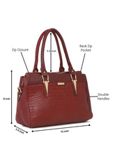 Load image into Gallery viewer, Women Red Texture Leather Handheld Bag
