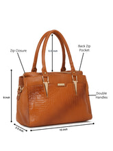 Load image into Gallery viewer, Women Tan Texture Leather Handheld Bag
