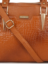 Load image into Gallery viewer, Women Tan Texture Leather Handheld Bag
