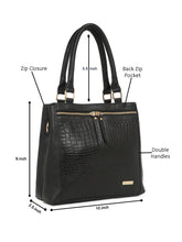 Load image into Gallery viewer, Women Black Texture Leather Structured Handheld Bag
