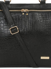 Load image into Gallery viewer, Women Black Texture Leather Structured Handheld Bag
