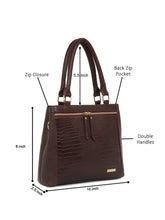 Load image into Gallery viewer, Women Brown Texture Leather Structured Handheld Bag
