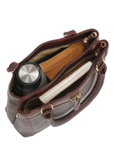 Load image into Gallery viewer, Women Brown Texture Leather Structured Handheld Bag
