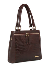 Load image into Gallery viewer, Women Brown Texture Leather Structured Handheld Bag
