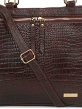 Load image into Gallery viewer, Women Brown Texture Leather Structured Handheld Bag
