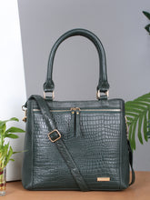 Load image into Gallery viewer, Women Animal Textured Leather Structured Handheld Bag with Cut Work

