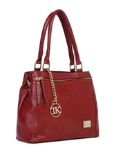 Load image into Gallery viewer, Women Red Texture Leather Structured Handheld Bag
